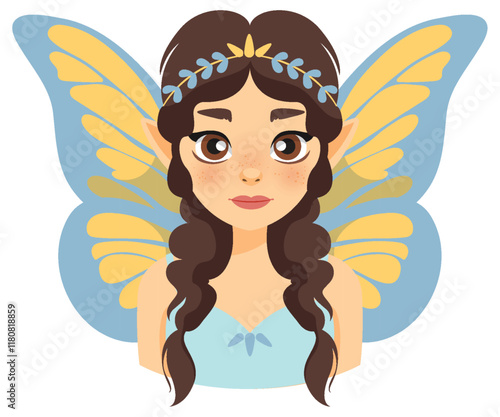 Whimsical Fairy with Blue Wings
