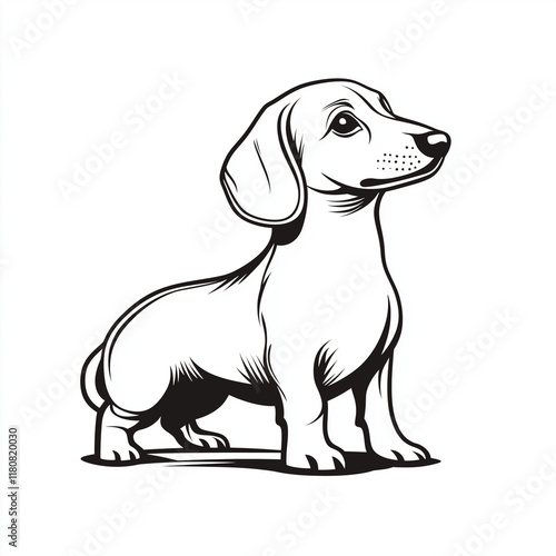 Wallpaper Mural Simple line drawing of a Dachshund full body on a white background,  Torontodigital.ca