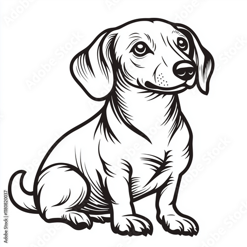 Wallpaper Mural Simple line drawing of a Dachshund full body on a white background,  Torontodigital.ca
