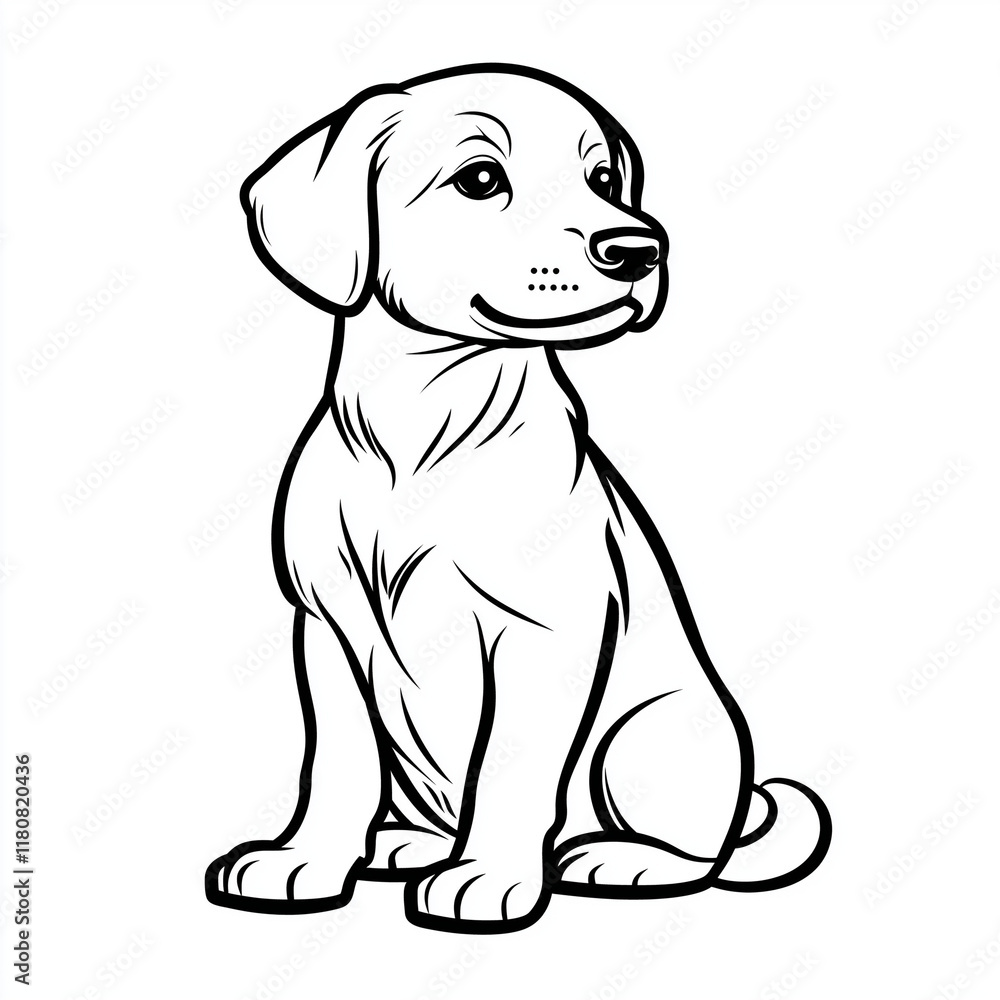 Fototapeta premium Simple line drawing of a golden on a white background, with a simple design,
