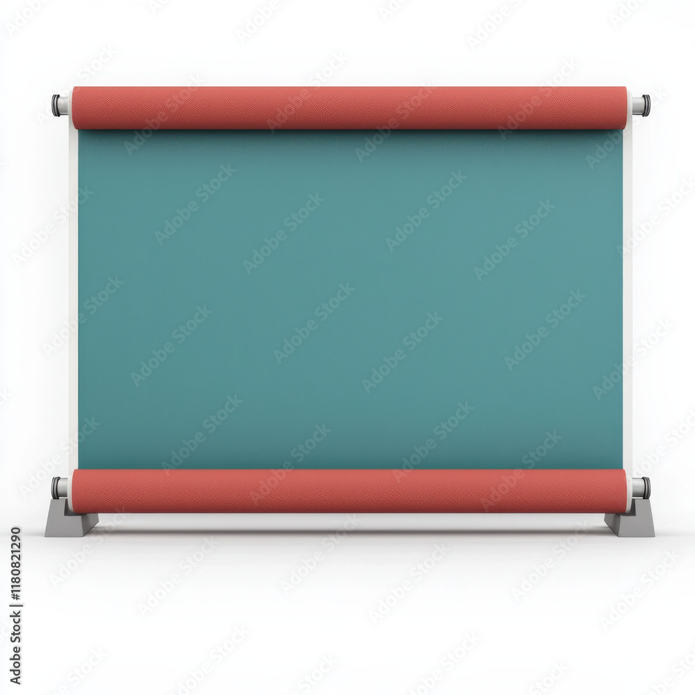 Obraz premium teal projector screen with red borders on white background