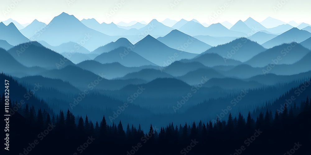 Obraz premium Blue Mountains Panorama, Forest View, Peaceful Landscape, Nature Wallpaper.