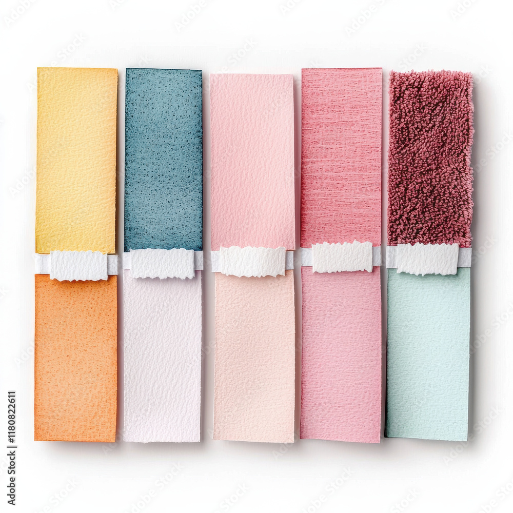 Fototapeta premium Colorful textured paper samples in row for design inspiration