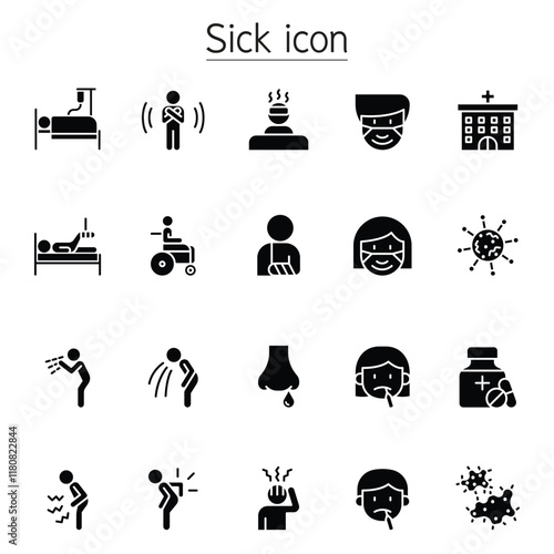 Sick icons set in thin line stlye