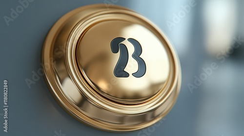 Gold Circular Button Displays Number Twenty Three photo