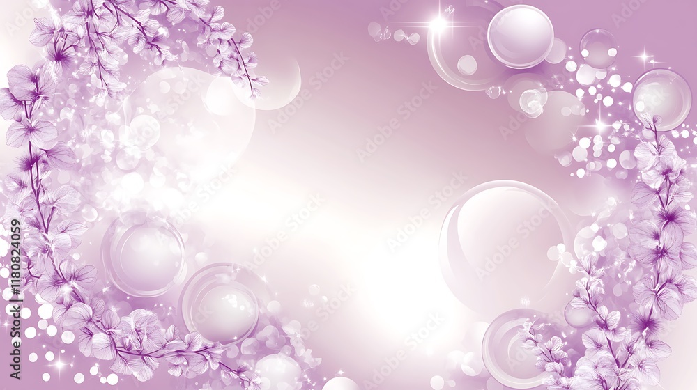 Lavender Flowers and Bubbles Soft Background Design Lavender Flowers and Bubbles Soft Background Design