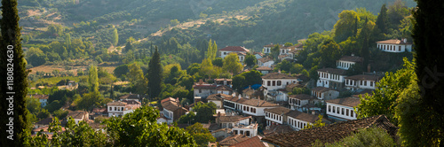 Panoramic view of Sirince village. Greek village with historic authentic houses. Local famous tourist villages in Turkey. Hometown of Selcuk district, Izmir province, Turkey country photo