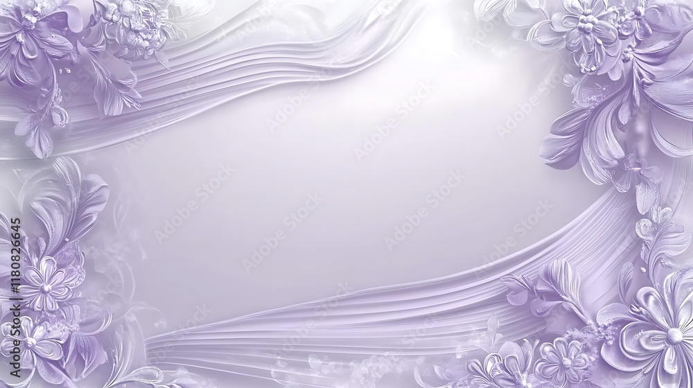 Lavender Floral Frame With Elegant Swirling Design Lavender Floral Frame With Elegant Swirling Design