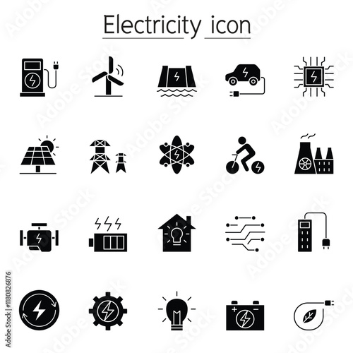 Electricity icons set in thin line style