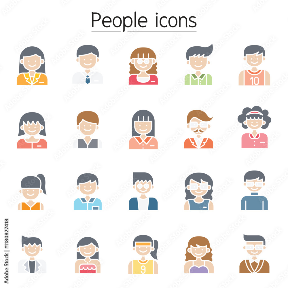 People, career, profession icon set in thin line style People, career, profession icon set in thin line style