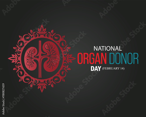 Vector illustration on the theme of National Organ Donor day observed each year on February 14th. National donor day. background, banner, card, poster, template.