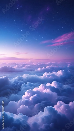 Mystical Purple Gradient Moonlight Sky Wallpaper with Glowing Stars and Soft Clouds for Phone Backgrounds