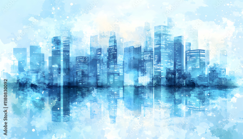Serene watercolor cityscape reflecting in tranquil water; dreamy urban scene, perfect for design projects or websites needing a peaceful, sophisticated feel. Serene watercolor cityscape reflecting in tranquil water; dreamy urban scene, perfect for design projects or websites needing a peaceful, sophisticated feel.