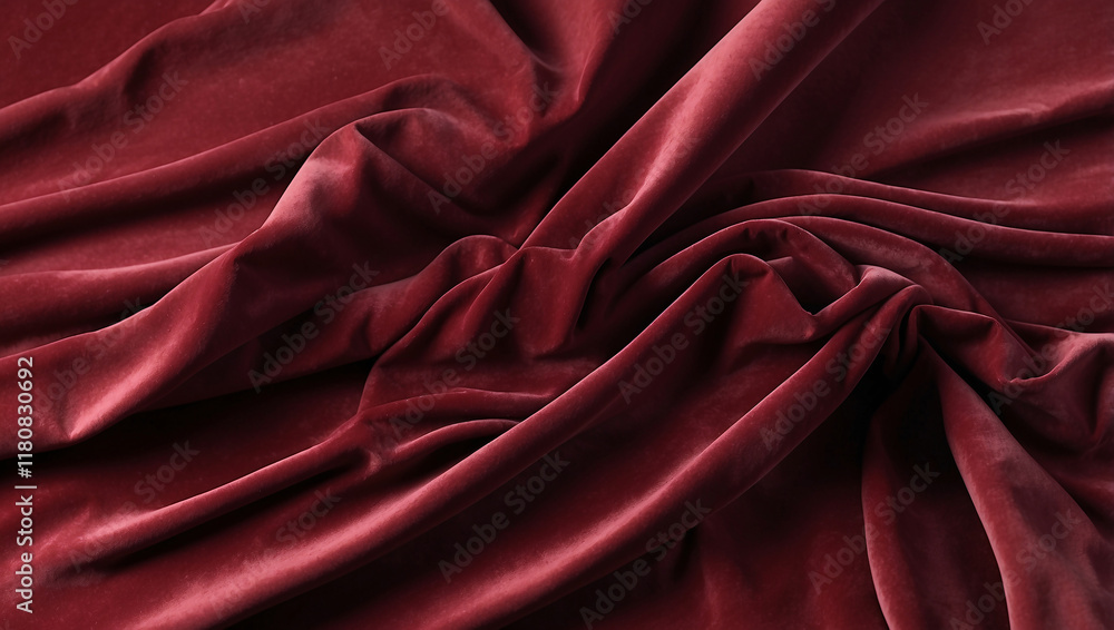 Obraz premium Luxurious Maroon Velvet Texture with Deep Shadows and Elegant Folds