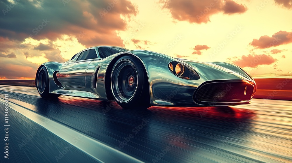 Sleek and Powerful Sporty Vehicle Gliding on Open Highway Sleek and Powerful Sporty Vehicle Gliding on Open Highway