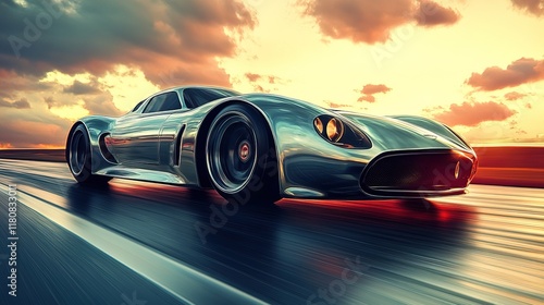Sleek and Powerful Sporty Vehicle Gliding on Open Highway 
