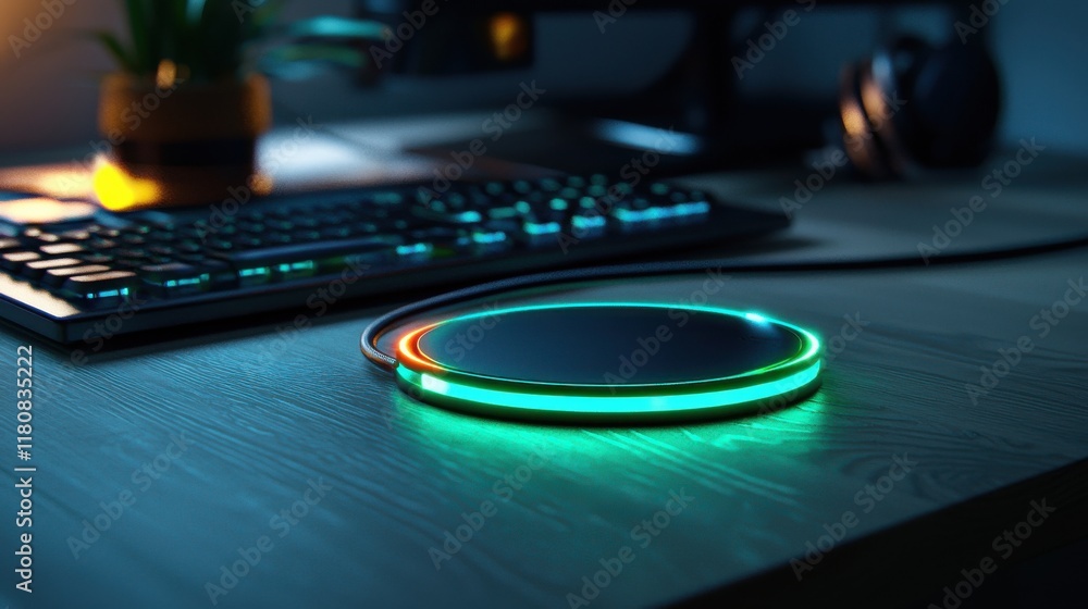 Innovative wireless charging technology with glowing energy standards home office setup tech review modern environment futuristic perspective Innovative wireless charging technology with glowing energy standards home office setup tech review modern environment futuristic perspective