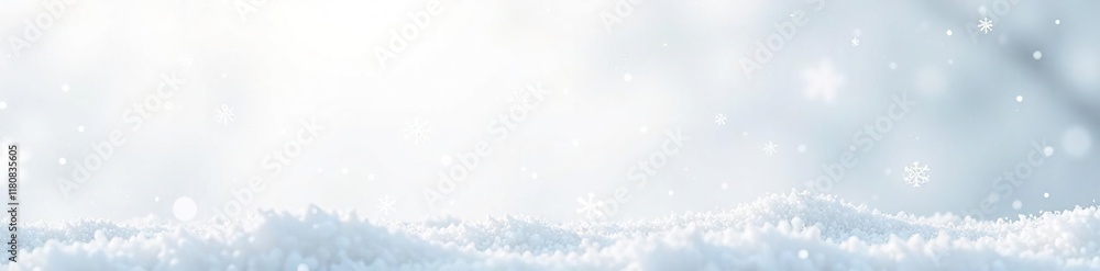Delicate snowflakes fall gently on a pristine white background, whiteout, gentle falls, winter wonderland Delicate snowflakes fall gently on a pristine white background, whiteout, gentle falls, winter wonderland