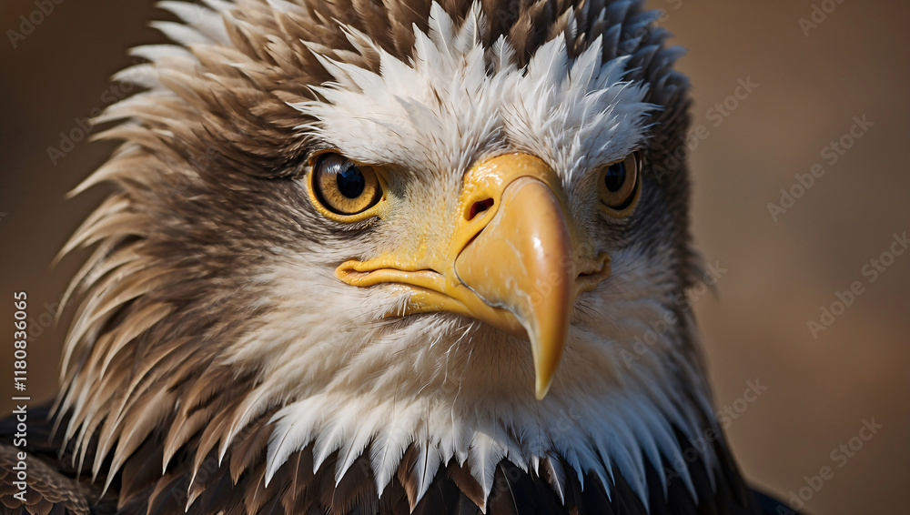 Fototapeta premium Close-Up of Bald Eagle's Eye with Intricate Feathers