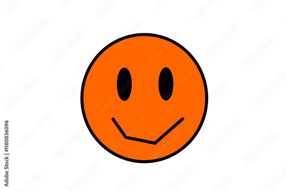 Fototapeta premium Bright Orange Smiley Face Emoticon on a White Background