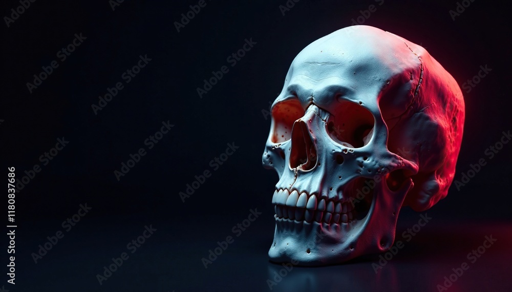 Skull on black background with faint halo effect, skulls, bone, dark Skull on black background with faint halo effect, skulls, bone, dark