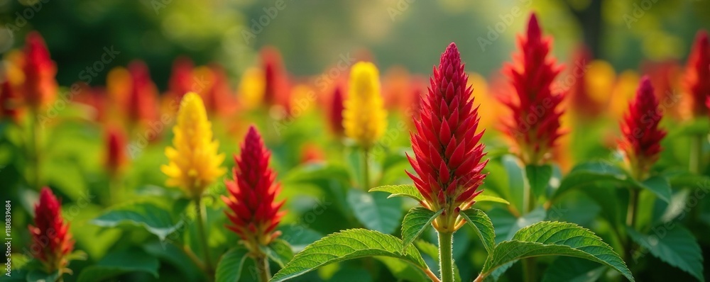 Celosia pinnate red yellow foliage autumn leaves, greenery, plant Celosia pinnate red yellow foliage autumn leaves, greenery, plant