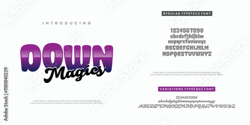 Down Magics modern minimal abstract dual alphabet fonts. Typography font. vector illustration