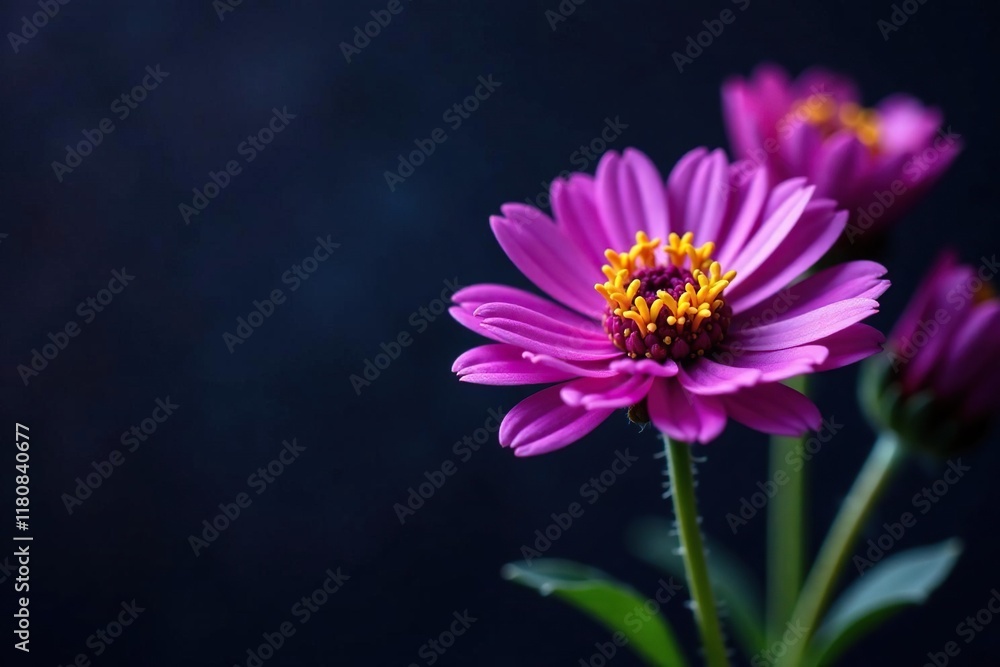 Obraz premium Dark background highlights Immortelle Helychrysum, purple, gold, dark background
