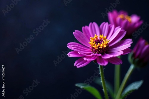 Dark background highlights Immortelle Helychrysum, purple, gold, dark background photo