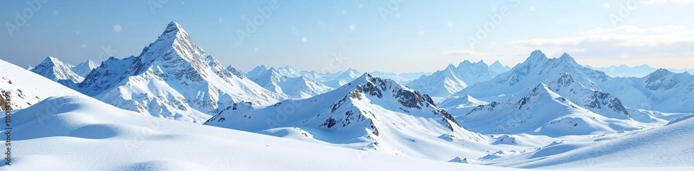 Snowy landscape with mountains in the background, Frozen Landscapes, Mountain Range Snowy landscape with mountains in the background, Frozen Landscapes, Mountain Range