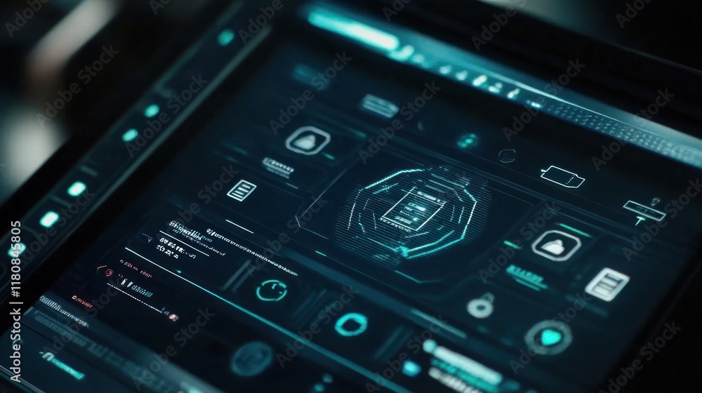 Futuristic Technology Interface: A Close-Up of a Sleek, High-Tech Dashboard Display