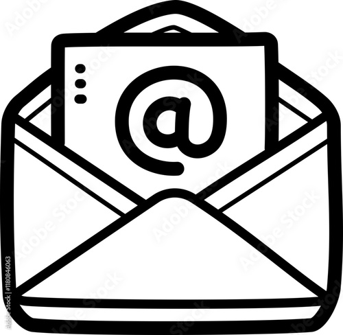 Email doodle vector icon and illustration