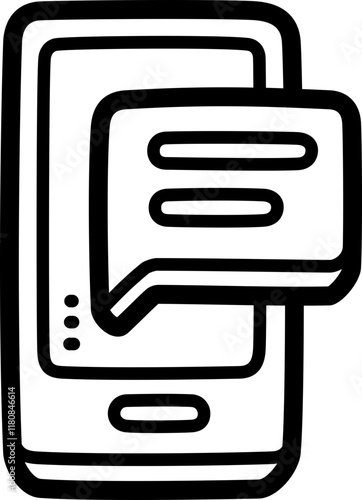 Phone messaging doodle vector icon and illustration