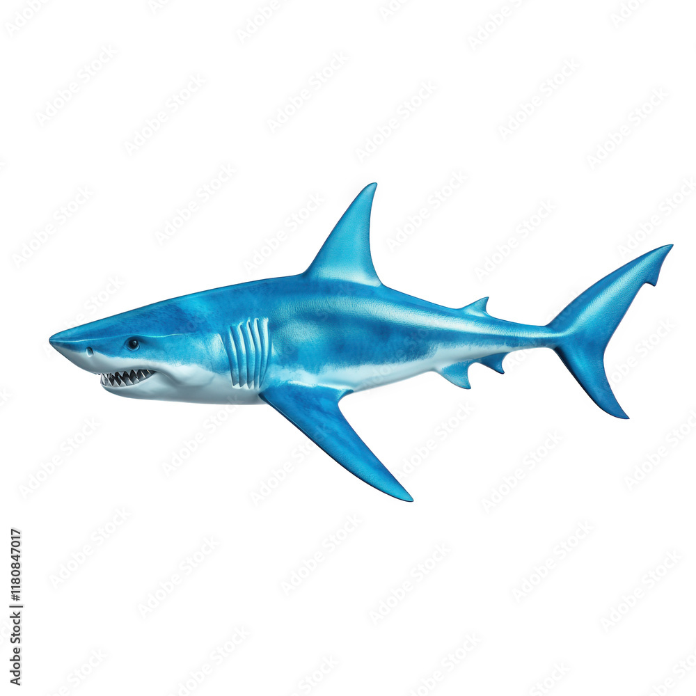 stylized. three-dimensional representation of a shark. showcasing its streamlined body. fins. and sharp teeth in vibrant blue and gray colors against a plain white background the design highlights the stylized. three-dimensional representation of a shark. showcasing its streamlined body. fins. and sharp teeth in vibrant blue and gray colors against a plain white background the design highlights the