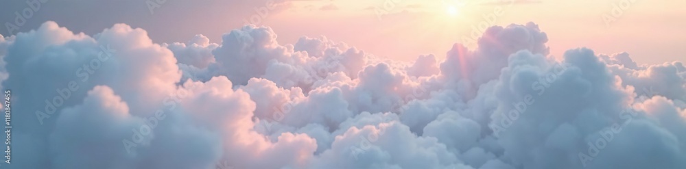 Softly glowing clouds envelop a serene bed in white mist, soft, cloud, serene Softly glowing clouds envelop a serene bed in white mist, soft, cloud, serene