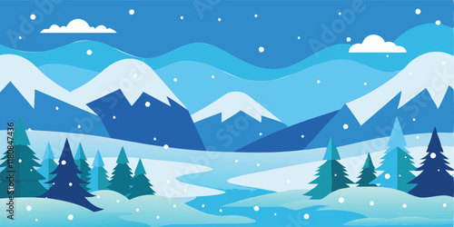 winter background with snowflakes on a beautiful frosty scene