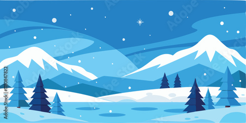 winter background with snowflakes on a beautiful frosty scene