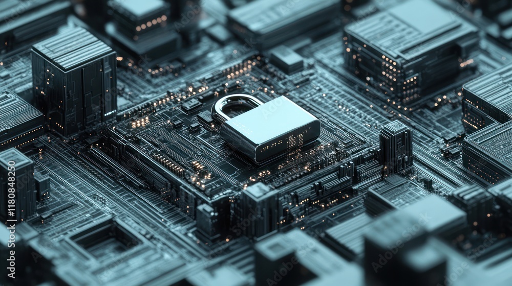 Cyber security lock on digital circuit board