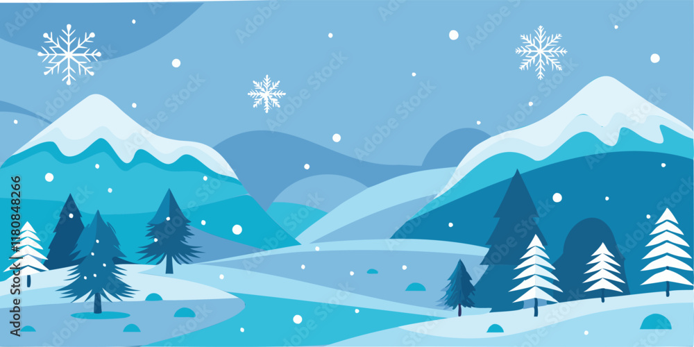 Naklejka premium winter background with snowflakes on a beautiful frosty scene