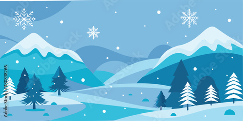 winter background with snowflakes on a beautiful frosty scene
