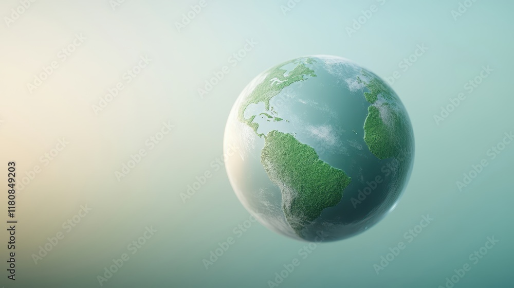 Fototapeta premium A globe with green continents and a blue ocean