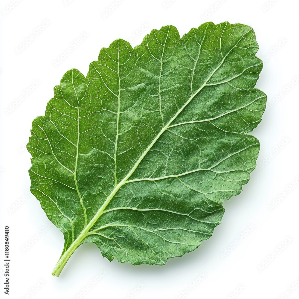 Close-up of a vibrant green leaf, showcasing its intricate vein texture against a clean white background. A perfect image for botanical, nature, or science projects. Close-up of a vibrant green leaf, showcasing its intricate vein texture against a clean white background. A perfect image for botanical, nature, or science projects.
