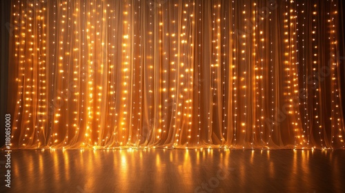 Golden Curtain of Lights: A Warm and Festive Backdrop