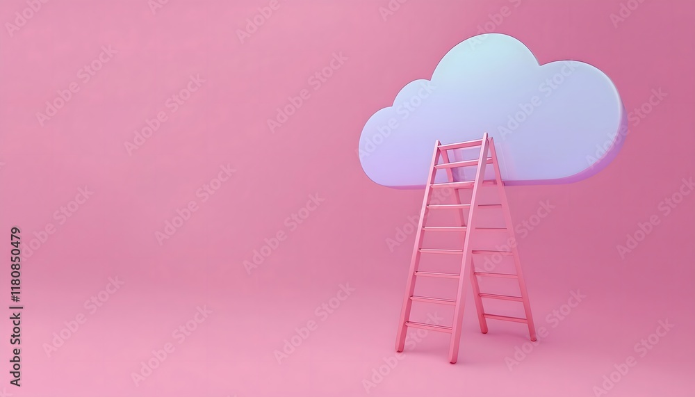Goal of life, growth and motivation: Ladder reaching into the clouds, aspirations and growth. Goal of life, growth and motivation: Ladder reaching into the clouds, aspirations and growth.