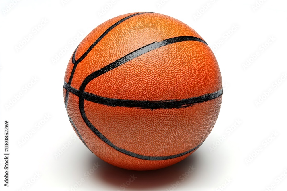 Fototapeta premium Basketball ball resting on white background representing sporting activity