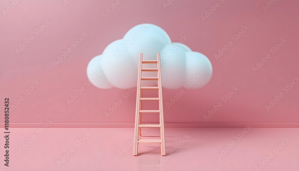 Goal of life, growth and motivation: Ladder reaching into the clouds, aspirations and growth. Goal of life, growth and motivation: Ladder reaching into the clouds, aspirations and growth.