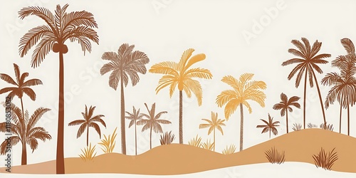 Wallpaper Mural Tropical palm trees on sandy dunes, sunny day, desert landscape, vacation postcard. Torontodigital.ca