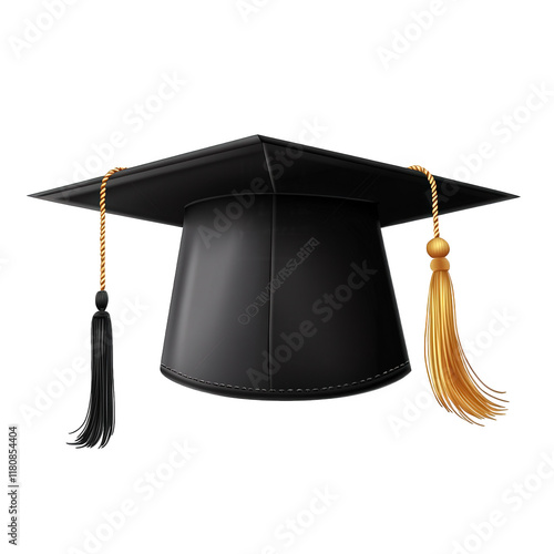 black graduation cap. also known as a mortarboard. adorned with a black and gold tassel. symbolizing academic achievement and celebration it represents the culmination of educational journeys and is c photo