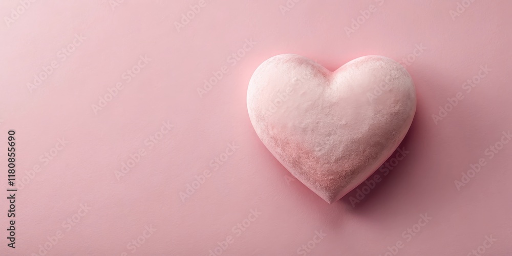 A Pink Velvet Heart on a Soft Pink Background for Romantic Designs A Pink Velvet Heart on a Soft Pink Background for Romantic Designs