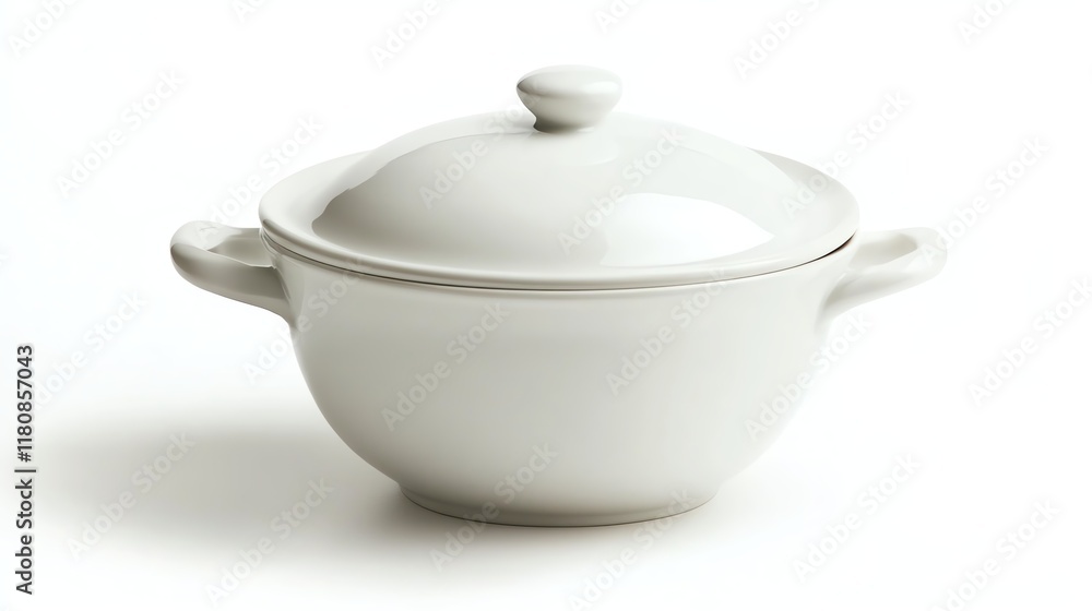 White ceramic pot with lid on a white isolated background. White ceramic pot with lid on a white isolated background.
